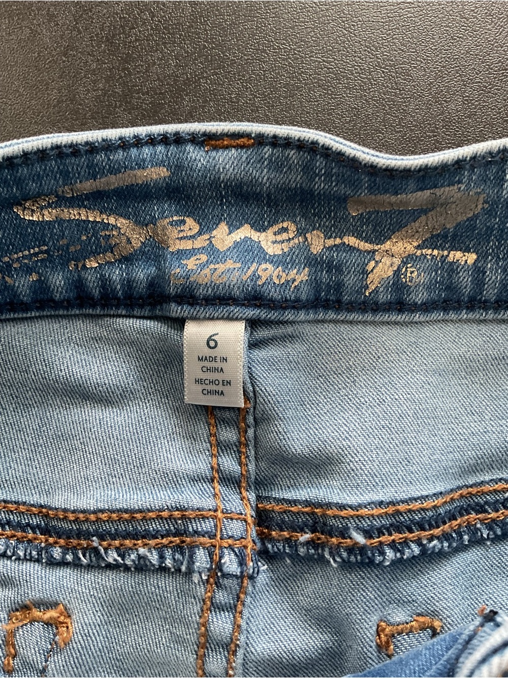 Seven7 Light Blue Denim Jean Shorts with Contrast Stitching